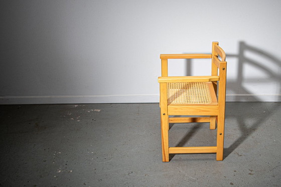 Image 1 of Sillón de pino y caña fabricado en Bélgica Circa. 1980