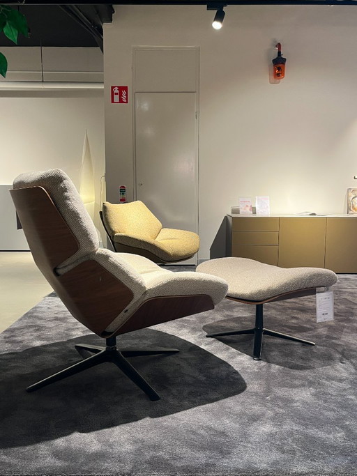 Fauteuil pivotant COR Shrimp23 beige + repose-pieds