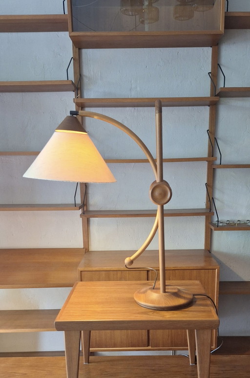 Domus Large Multi-Adjustable Teak Table Lamp, Denmark 1970