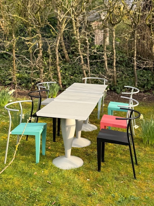 Kartell 8 Dr Glob chairs & 3 tables, designed by Philippe Starck