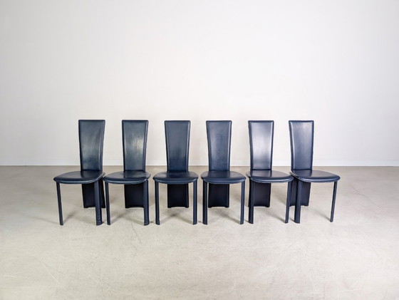 Image 1 of Conjunto original de 6 sillas Frag Psyra, diseño italiano, hechas a mano en los años 80.