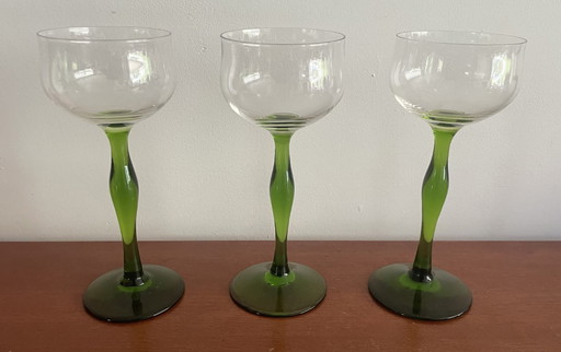 Goran Hongell - Tre bicchieri da vino "Frog Leg" realizzati da Karhula Iitala