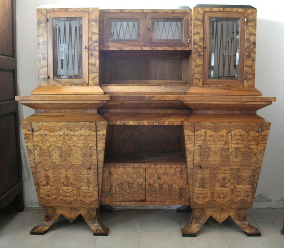 Image 1 of Crédence Art Déco en Bois d'Olivier, Ministre Bottai, Italie, 1933 Design