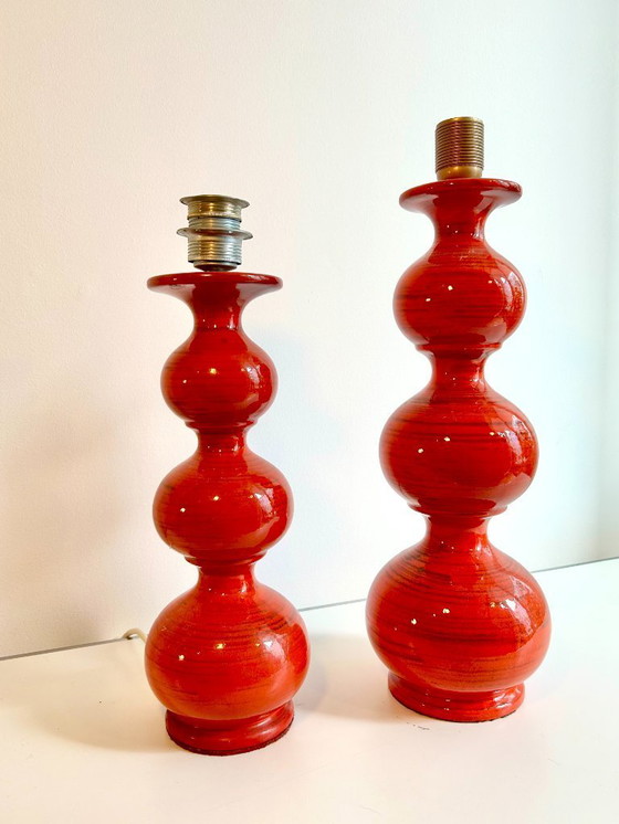 Image 1 of Kaiser Leuchten: Mid-Century Bubble Lampe in feurigem Rot