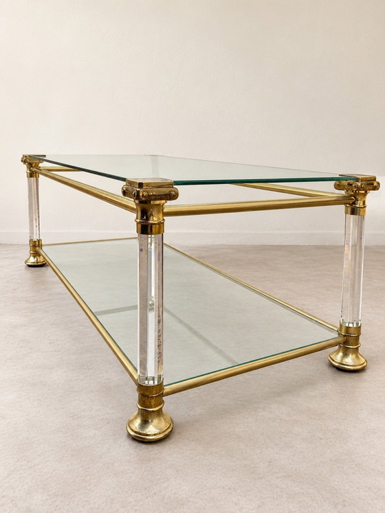 Two-tier Coffee Table France 1970 vintage, Metal, Gold (photo 4 of 9)