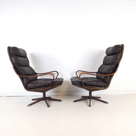 Image 1 of 2x Vintage Swivel Armchair Danish Design