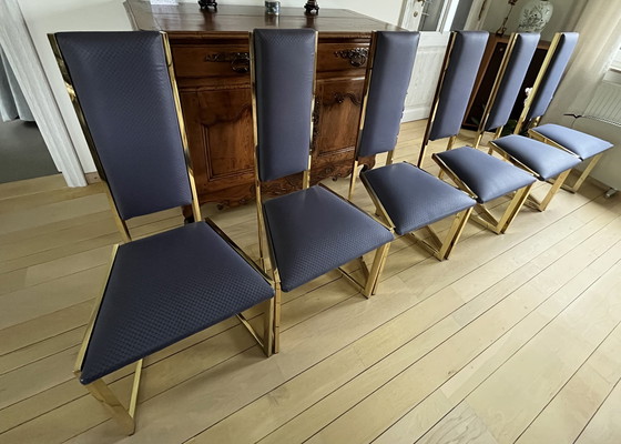 Image 1 of 6x Vintage Brass Dining Chairs