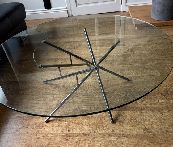 Image 1 of Vintage glass coffee table diam. 120 cm