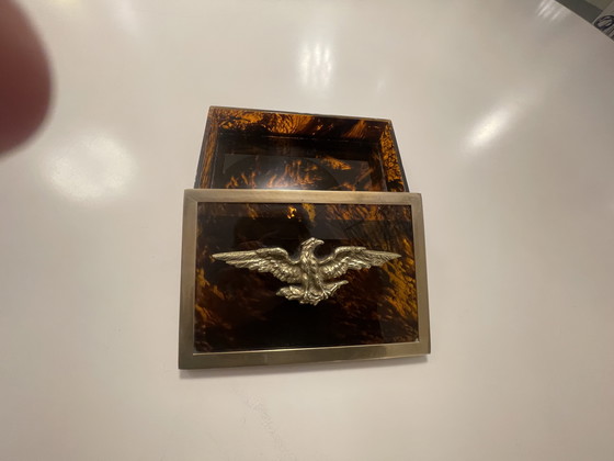 Image 1 of Lucite Schildpatt Messing Box Dior Frankreich 70er Jahre 