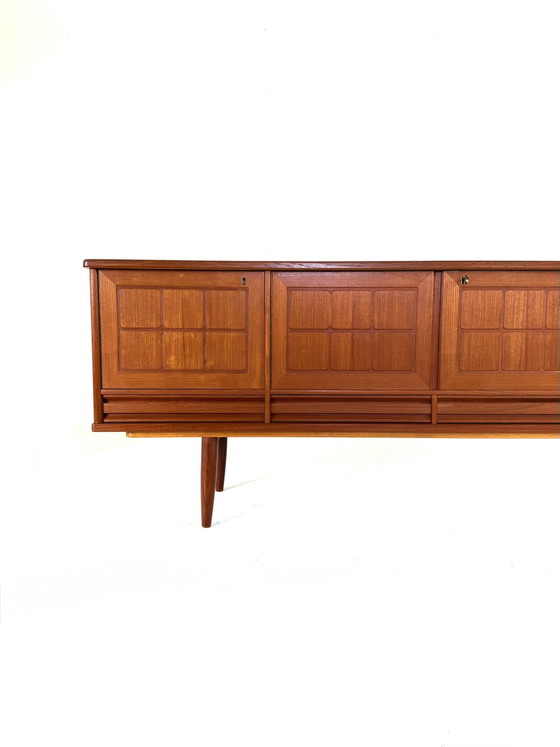 Image 1 of Vintage graphic teak sideboard, Nordas Stool ‘60