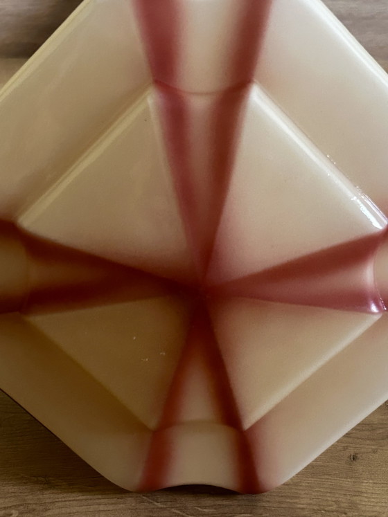 Exklusive Art-Deco-Pendelleuchte aus den 1930er-Jahren – Sechseckiges Opalglas mit Sprühdekor – Art Deco (photo 7 of 9)