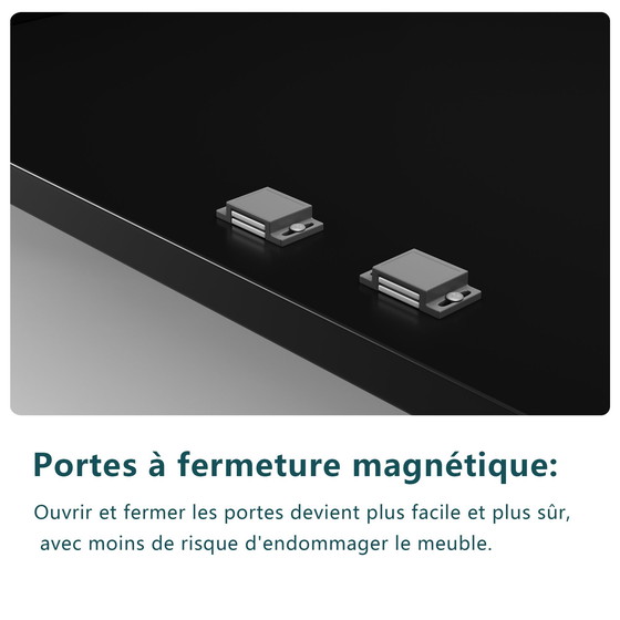 Image 1 of Urban Meuble zwart rotan dressoir met 4 deuren en gouden handgrepen en pootjes, 120 x 30 x 89 cm, STUGMAN