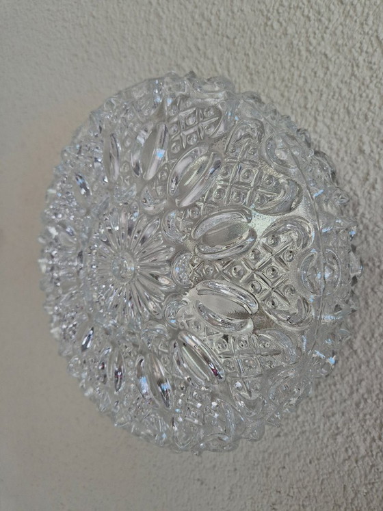 Image 1 of Paire d'appliques/plafonniers encastrés en verre texturé Glashütte Limburg 2485, Allemagne, années 1960-1970