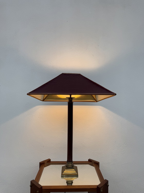 Image 1 of Grande lampe teck et bronze années 70