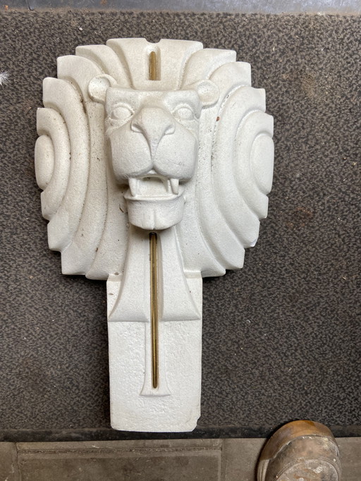 Stone Art Belgium Stone Lion Head Statue Art Deco