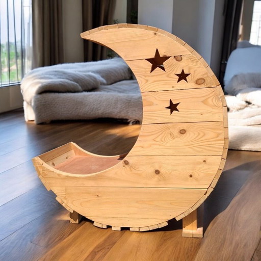 Letto per cani a mezzaluna fatto a mano