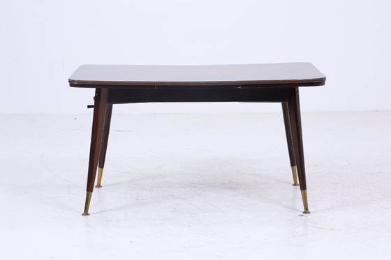 Image 1 of Vintage crank table 60s | Mid - Century extendable formica in high gloss style coffee table retro 70s #07-13
