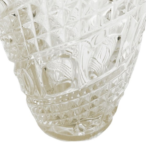 Image 1 of Vaso vintage in cristallo Hollywood Regency con bordo placcato oro, anni '70