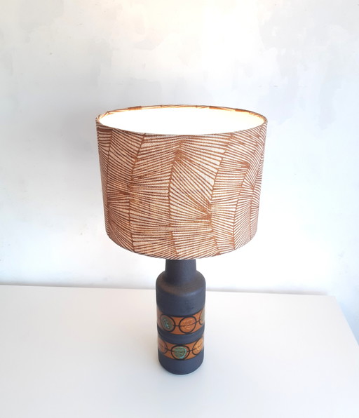 Unique vintage West Germany lamp with handmade lampshade with botanical print