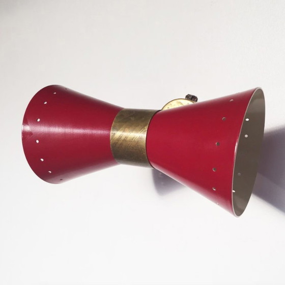 Image 1 of Pair of Italian "diabolo" wall sconces, 1950s design