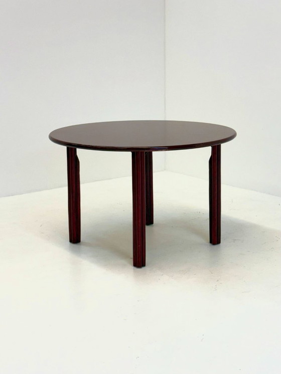 Image 1 of Table de salle à manger ronde vintage rouge bordeaux