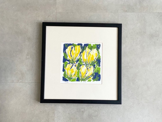 1x Siebdruck „Gelbe Tulpen“ von Ad Van Hassel – Lithographien & Drucke, Glass, Paper (photo 8 of 8)