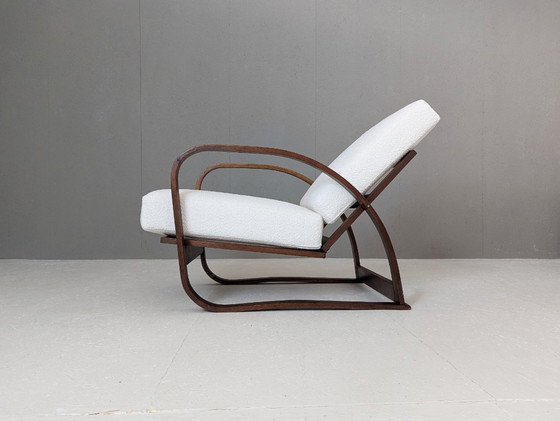 Image 1 of Jindřich Halabala Poltrona da salotto regolabile H 70 in bouclé crema, anni '30