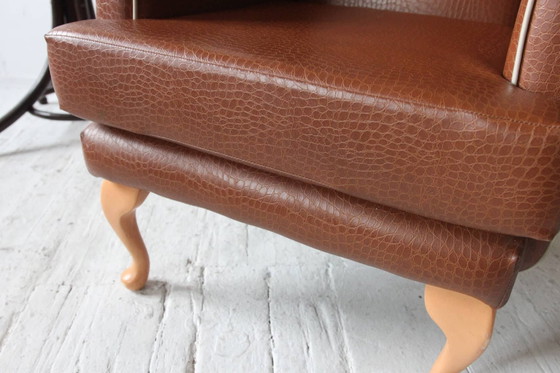 Set of Vintage Brown Faux Wingback Armchairs, 1960s (photo 7 of 8)