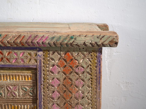 Credenza antica dipinta in legno di pino – Xinjiang, circa 1930 – Credenze con vetrina, Wood (photo 37 of 40)