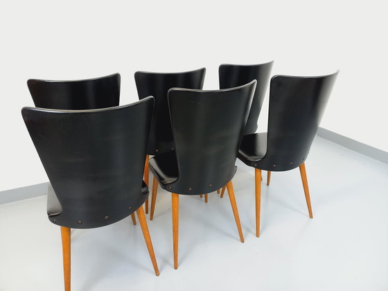 Image 1 of Set di 6 sedie vintage Baumann Essor in legno di faggio e skai degli anni '60