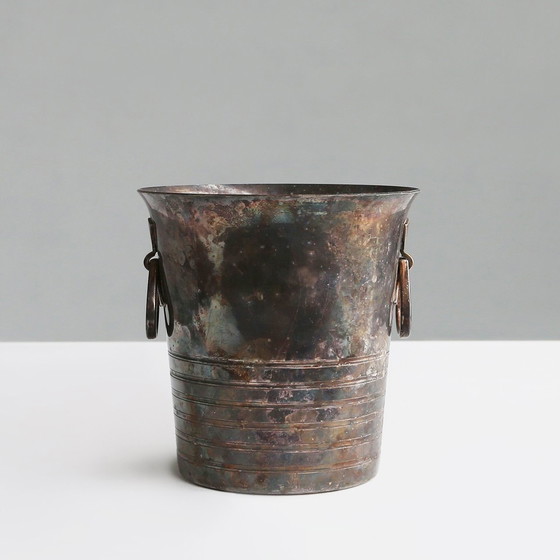 Image 1 of French Brass and Silver Plated Ice Bucket Wiskemann Style, 1900s