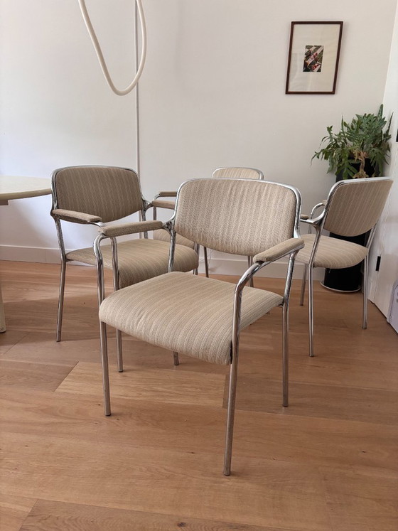 Set di 4 sedie vintage in cromo beige – Sedie da pranzo, Tessile (photo 3 of 11)