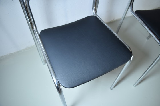 Image 1 of 1970s Chrome Chairs Bauhaus Design Chairs Kitchen Chairs Space Age