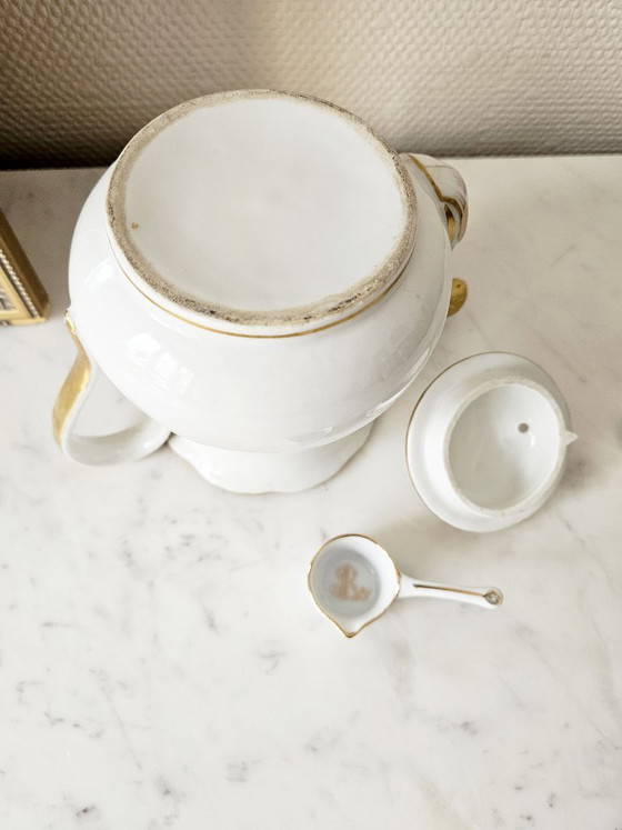 Image 1 of Juego de té de lujo con accesorios, Restaurante Lasserre París, fina porcelana bañada en oro y cristal Paşabahçe.