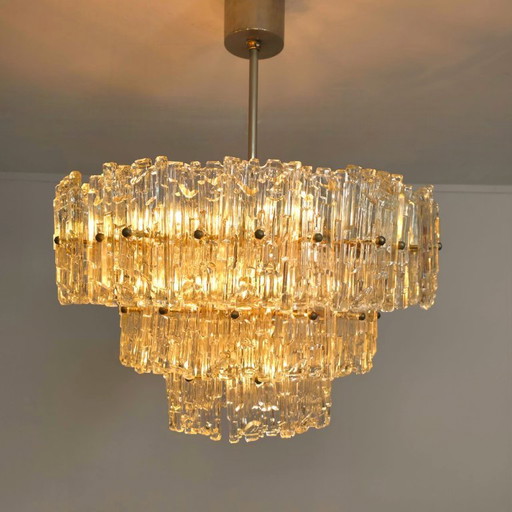 Lustre Kalmar Franken en verre glacé chromé