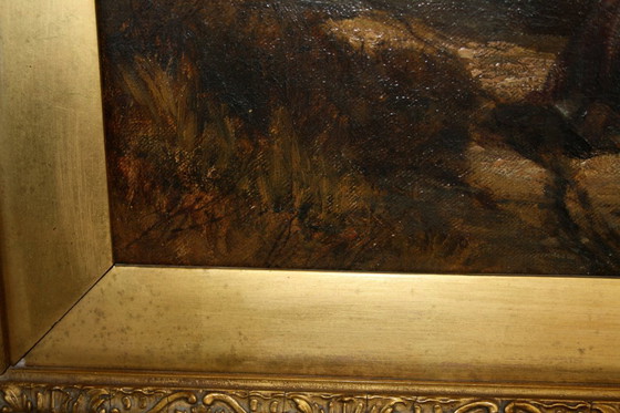 Image 1 of Pintura al óleo de Joseph Paul Pettitt y George Young "Recolectores de mejillones en la costa sur" mate