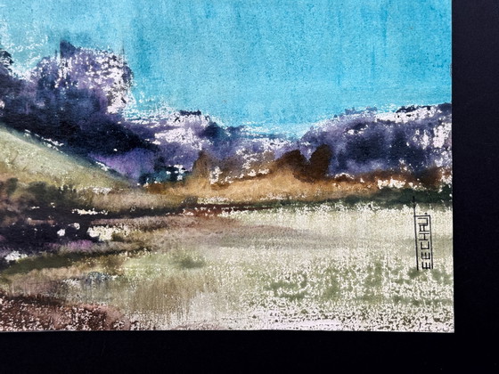 Image 1 of Eugène Eechaut (1928-2019) Aquarelle Paysage, 1985