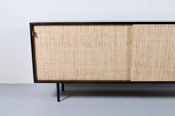 Image 1 of FLORENCE KNOLL SIDEBOARD MODEL 116 WOOD, LEATHER AND RAFFIA 1960