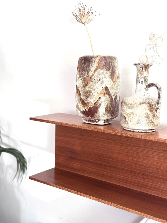 Vintage wall shelf Walter Wirz Wilhelm Renz 1960s, Shelving unit, Wood, Brown (photo 4 of 13)