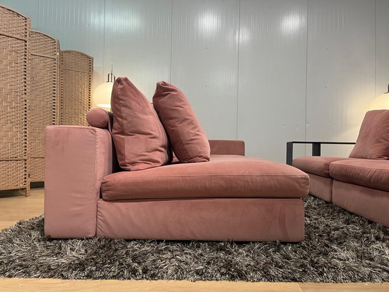 Image 1 of Flexform Groundpiece 4-piece with Bookcase – Pink Velvet