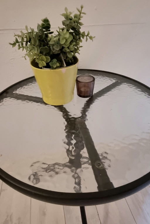 Metal Side Table Glass Top