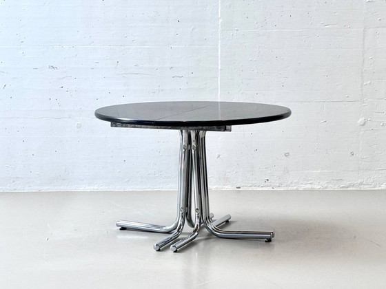 Image 1 of Black extendable table with chrome frame, 1970s