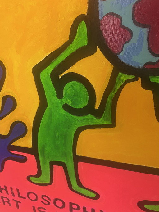 Tableau « Hommage à Haring » 140 x 115 cm – schilderijen tekeningen, Canvas (photo 2 of 12)
