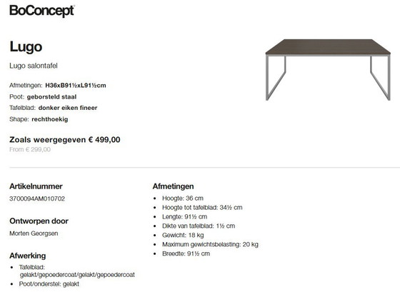 Image 1 of Boconcept - Mesa de centro Lugo