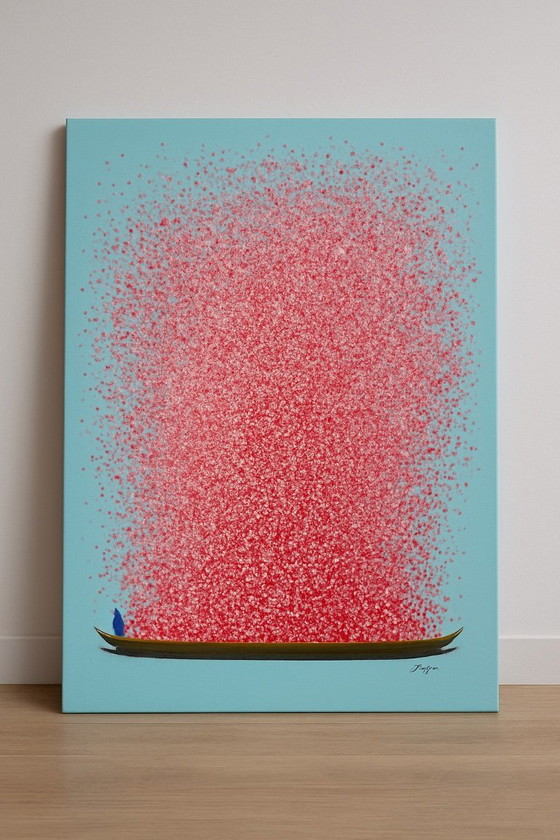 Image 1 of Blumenboot von Kare Design, bemalte Leinwand