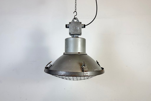 Industrial Grey Hammer Paint Pendant Lamp from Elektrosvit, 1960s