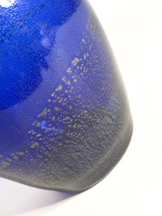 Blue Murano Glass Vase with Silver Inserts, The Glass of the Doges, 1980s (photo 6 of 7)