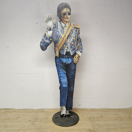 Statue / découpe / figurine grandeur nature en bois de Michael Jackson, roi de la pop (veste pailletée)