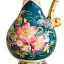 Vase baroque vintage peint à la main, décor floral, pichet H. Bequet, 35 cm, années 1950