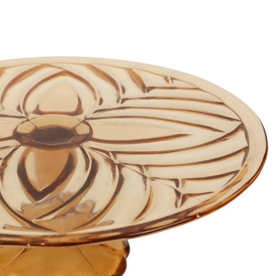Image 1 of Amber Art Deco Cake Plate Pastry Dish